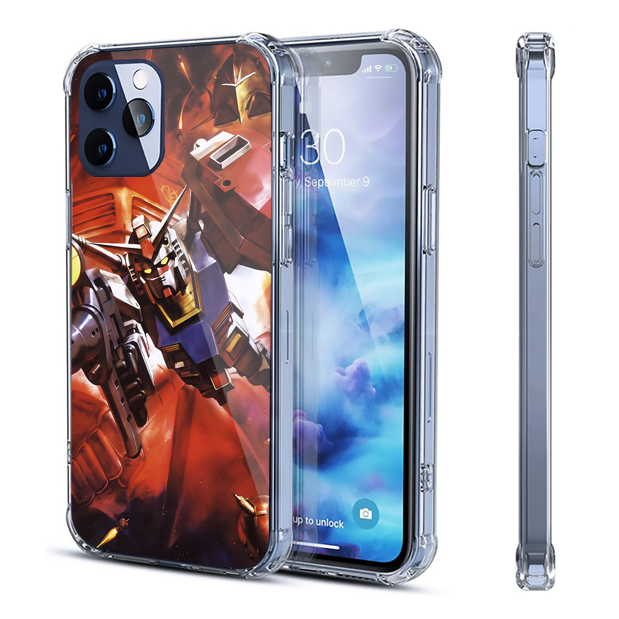 （画像用） 機動戦士ガンダム Mobile Suit Gundam 【iPhone 12シリーズ対応】透明スマホケース（クリアソフトケース）